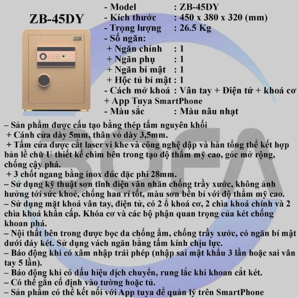 Két sắt Bofa model ZB-45DY